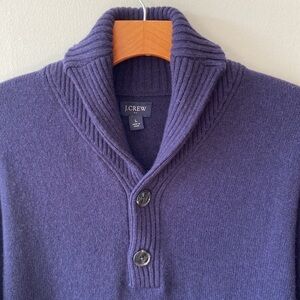 J Crew Shawl Collar Sweater Supersoft Lambswool Blend Navy Size Large